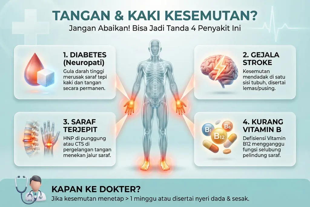 Ilustrasi kesemutan pada tangan dan kaki akibat gangguan saraf dan aliran darah