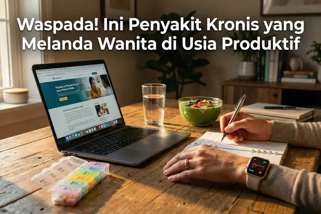 Ilustrasi wanita usia produktif yang mengalami penyakit kronis yang melanda wanita akibat faktor gaya hidup dan hormonal
